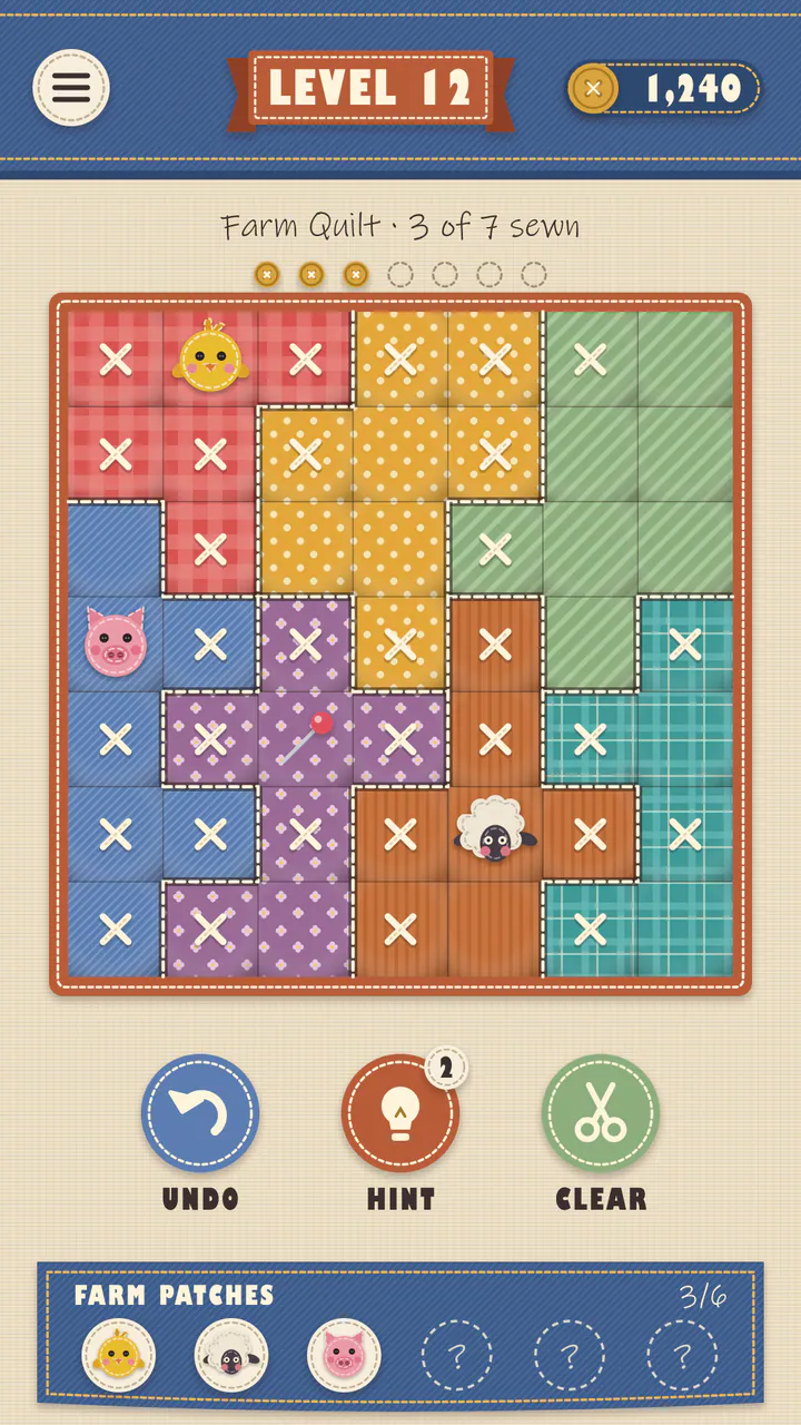 B Felt Patchwork: מסך משחק לדוגמה